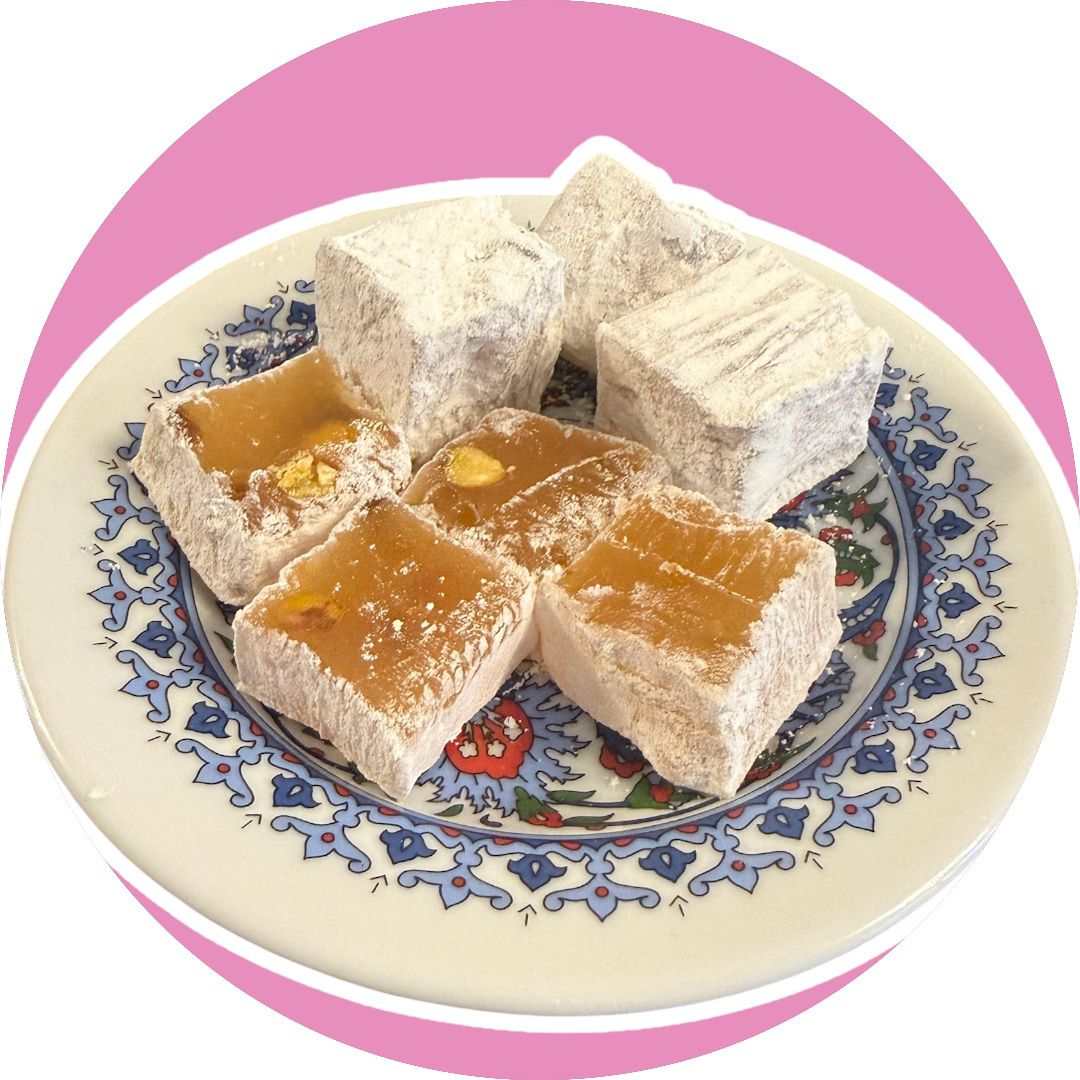 Delicia Turca Sabor Pistache Turkish Delight lokum 454g with smooth texture and pistachio flavor