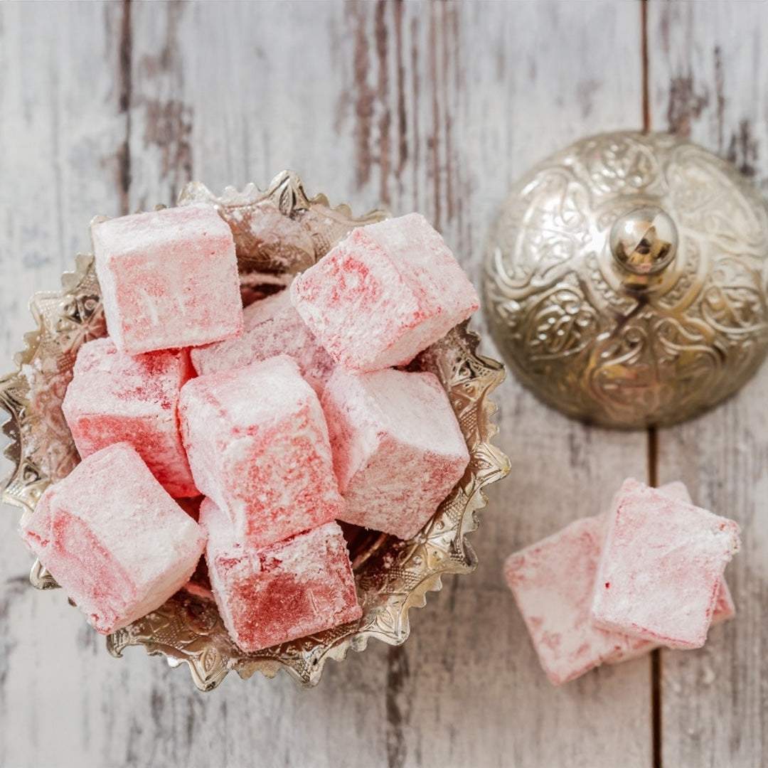 Delicia Turca Sabor Granada Turkish Delight Lokum 454g with pomegranate flavor and soft texture