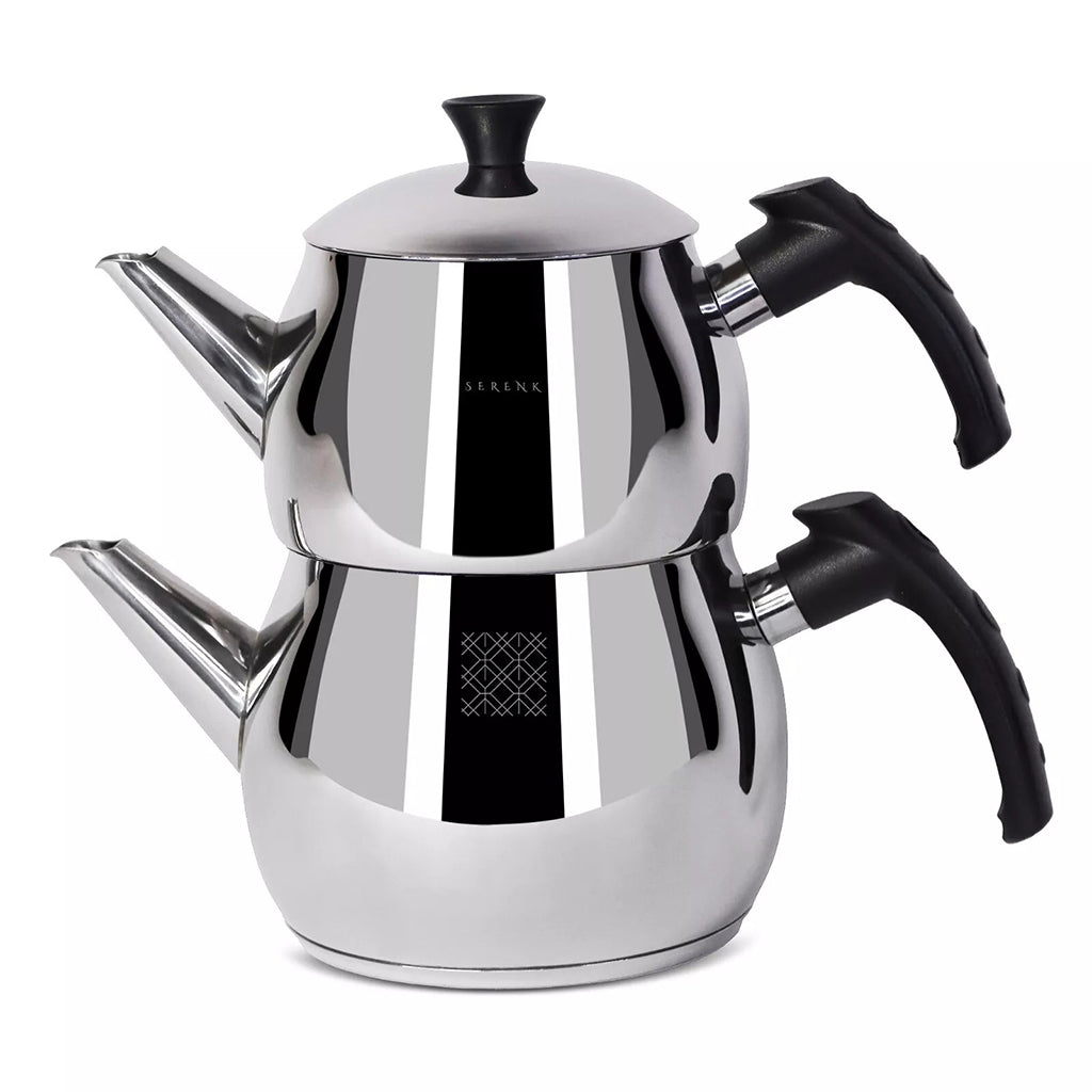 Tetera Turca Tradicional Acero Inox. 1.5L / 1L Negro