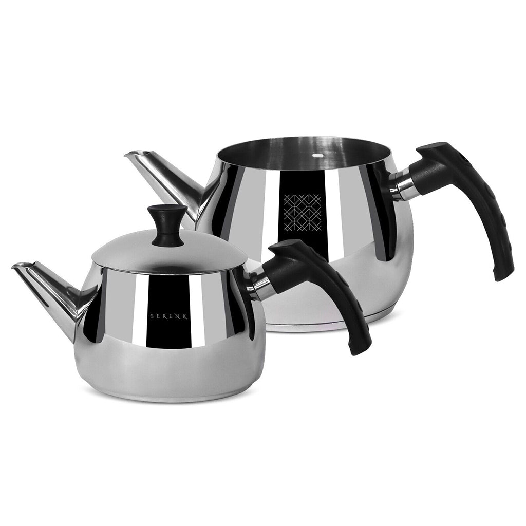 Tetera Turca Tradicional Acero Inox. 1.5L / 1L Negro
