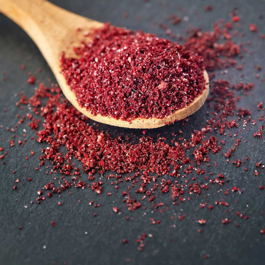 Sumac molido turco y libanés en paquete de 250g para cocina árabe y mediterránea