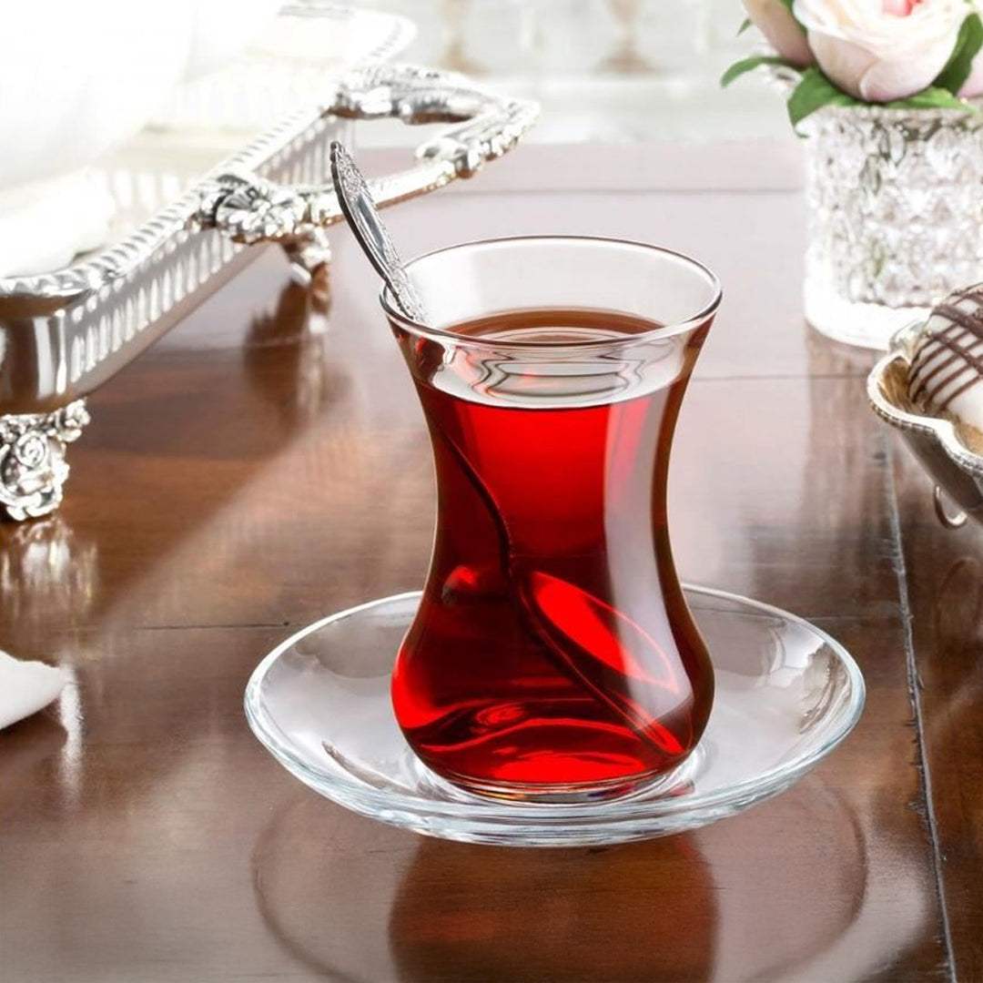 Juego de 6 platos de vidrio para té turco, elegante y duradero.