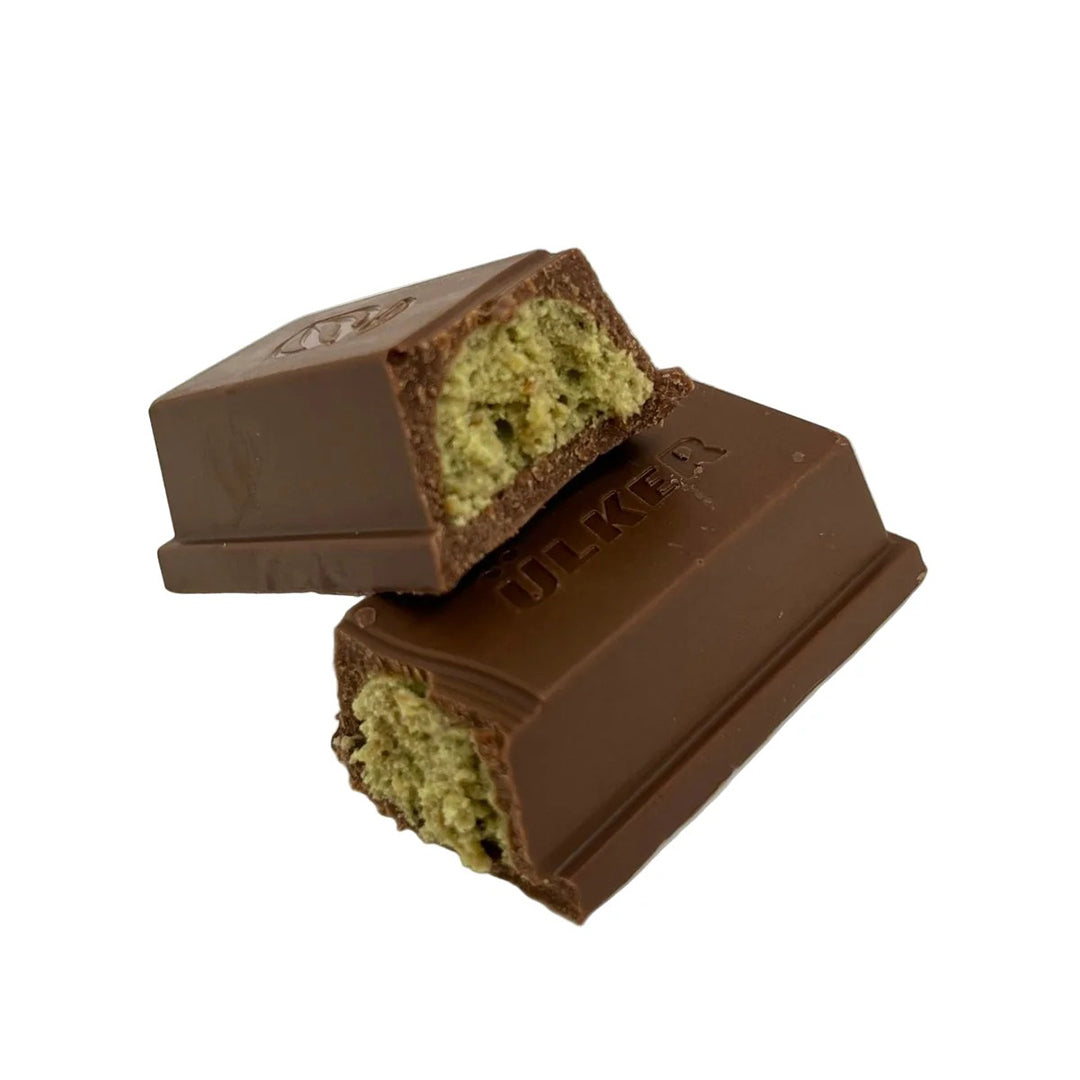 Ulker Chocolate Dubai con pistache 35g premium chocolate bar from Turkey with authentic pistachio pieces