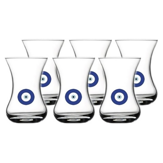 Juego de Vasos para Té Turco con Ojo Turco - 6 Piezas