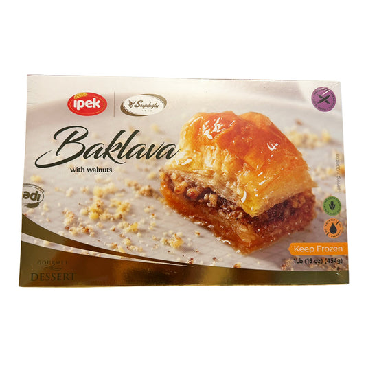 Baklava con nueces premium de 454g con masa filo crujiente y almíbar de miel hecho en Turquía