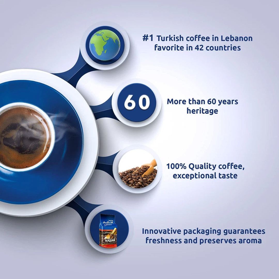 Cafe Najjar Café Turco Con Cardamomo 450g premium ground coffee with aromatic cardamom blend