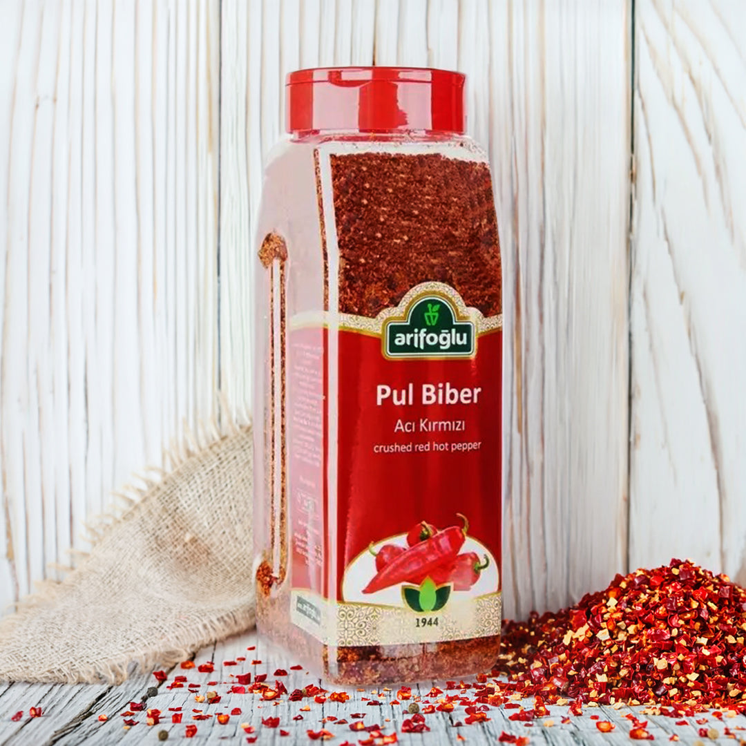 Chile rojo triturado Pul Biber turco en envase de 500g calidad premium