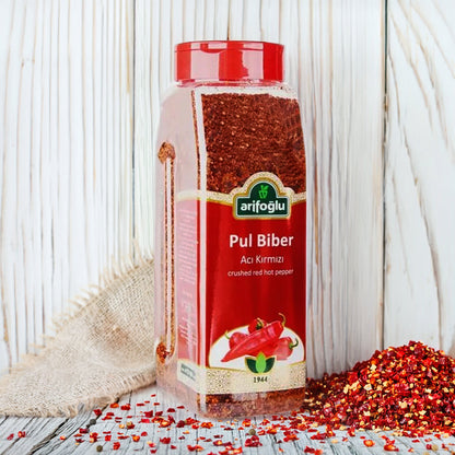 Chile rojo triturado Pul Biber turco en envase de 500g calidad premium