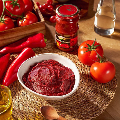 Frasco de pasta de tomate turca domates salcasi 700g para cocina mediterránea