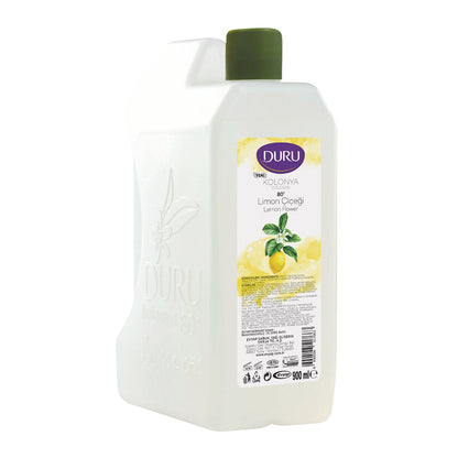 Colonia Duru Limon en envase plástico blanco de 900 ml, con tapón verde y etiqueta ilustrada con limones.