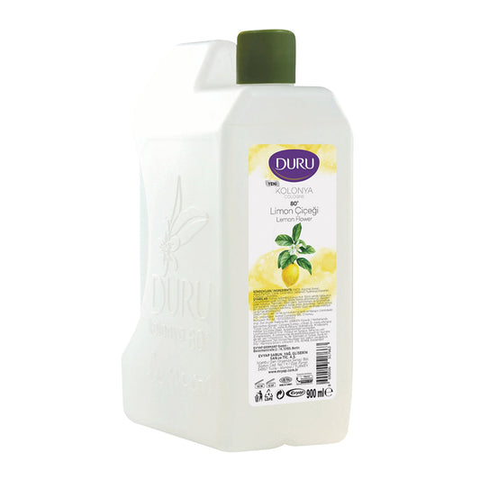 Colonia Duru Limon en envase plástico blanco de 900 ml, con tapón verde y etiqueta ilustrada con limones.