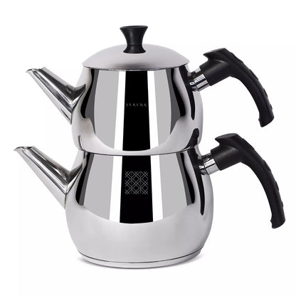 Tetera Turca Tradicional Acero Inox. 1.5L / 1L Negro