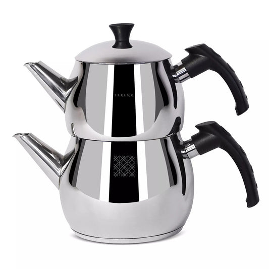 Tetera Turca Tradicional Acero Inox. 1.5L / 1L Negro