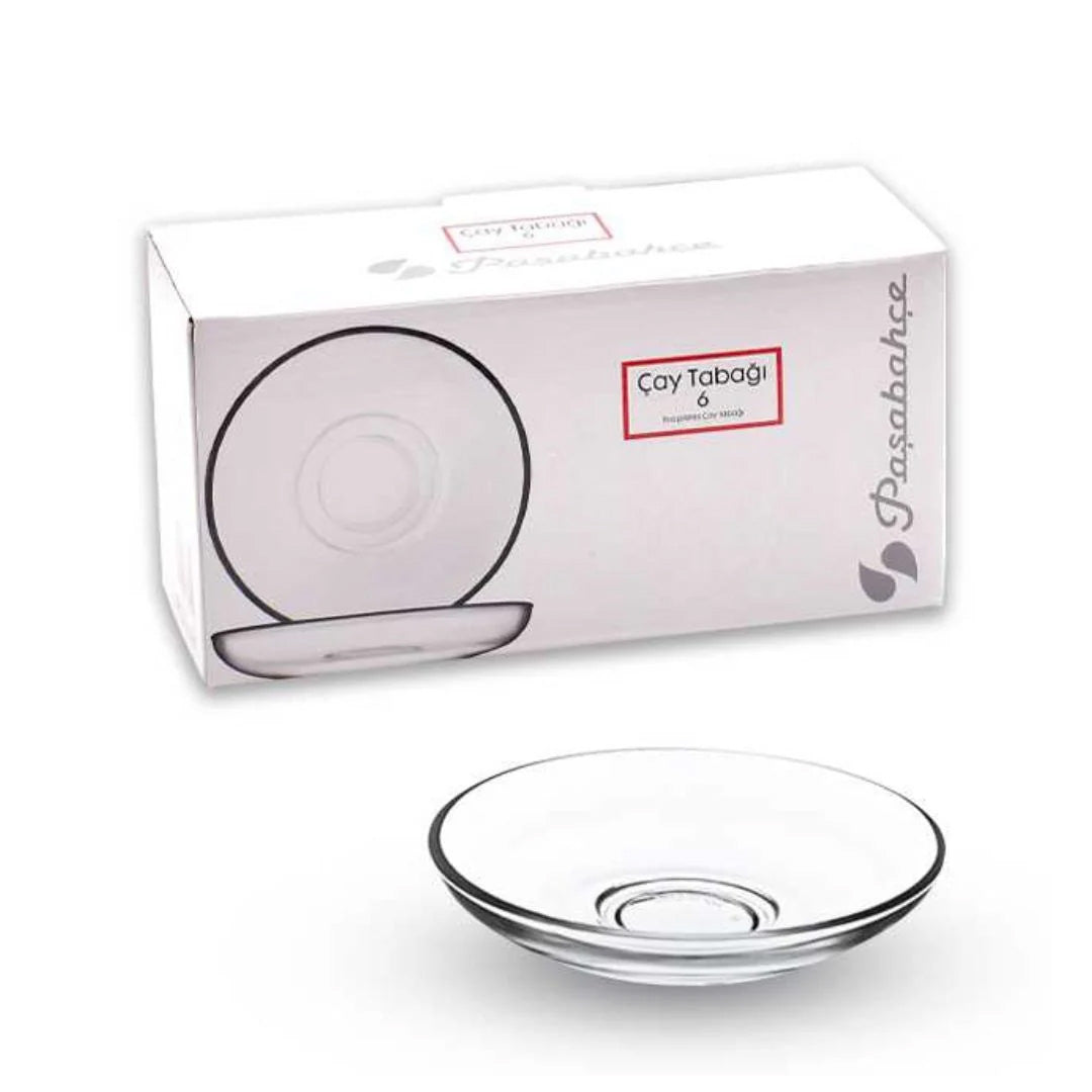 Juego de 6 platos para té turco de vidrio transparente elegante y duradero