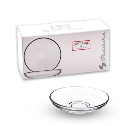 Juego de 6 platos para té turco de vidrio transparente elegante y duradero