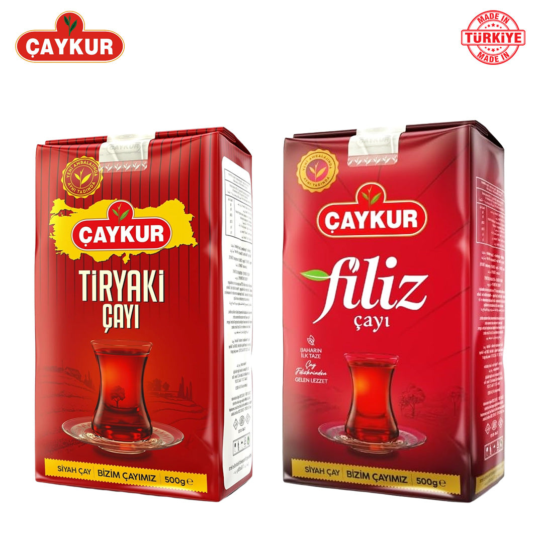 Paquete de 1kg de té negro turco Caykur Filiz y Tiryaki con mezcla tradicional y sabor robusto