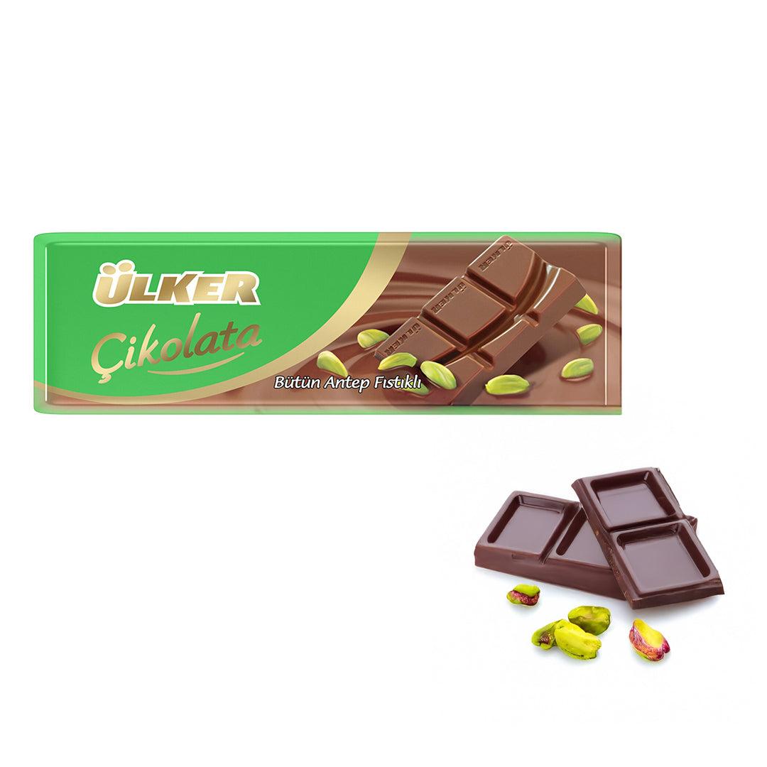 Ulker Chocolate con pistache 30g barra turca auténtica sabor cremoso y crujiente