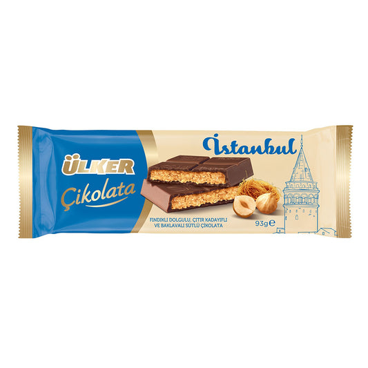 Ulker Chocolate Istanbul Con Avellana, Crujiente Kataifi y Baklava 93g